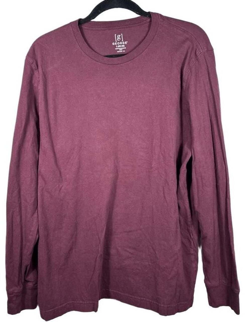 George Long Sleeve Crew Neck T-Shirt Size L Burgundy